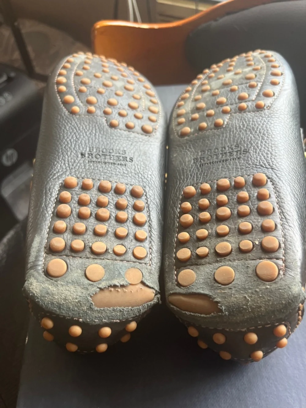 Brooks Brothers Driving Loafers Navy Leather Size 9.5